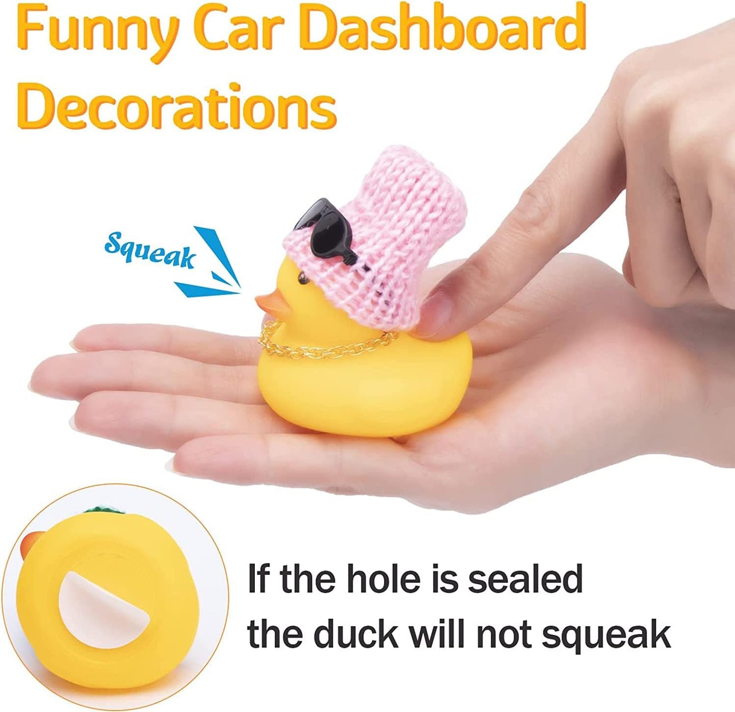 Rubber Duck Car Ornaments Yellow Duck Car Dashboard Decorations with Propeller Helmet for Christmas Decor and Home Decorations for Adults (U-Black)