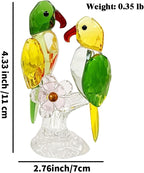 Glass parrot pair dimension and weight diagram