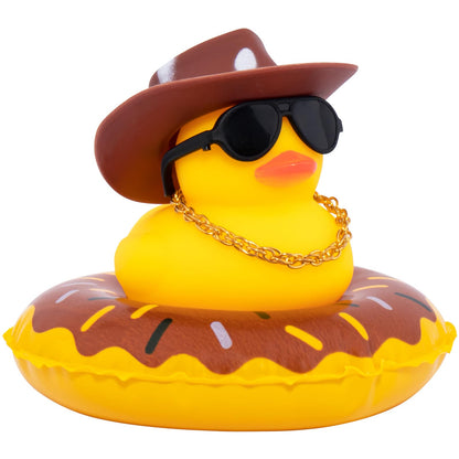 Car Rubber Duck, Yellow Duck Decoration Dashboard with Sun Hat Swim Ring Necklace Sunglasses for Car Dashboard Decorations
