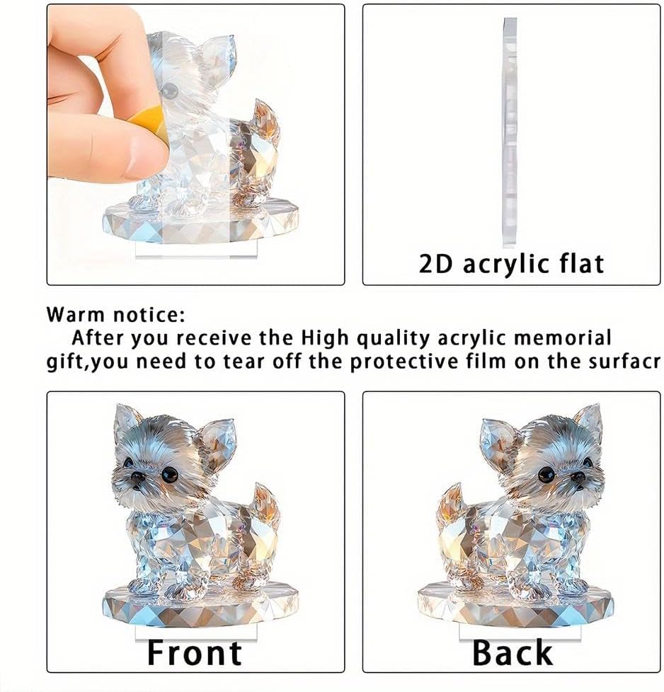 Cute Crystal 2D Puppy Sculpture Charming Acrylic Decorative Ornament