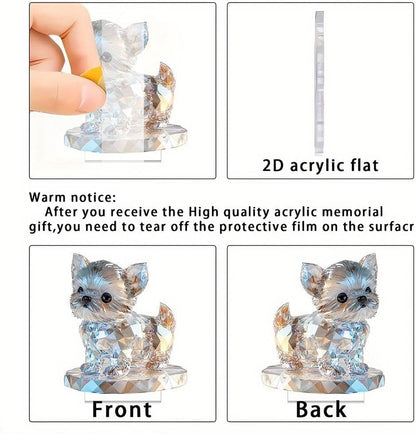 Cute Crystal 2D Puppy Sculpture Charming Acrylic Decorative Ornament