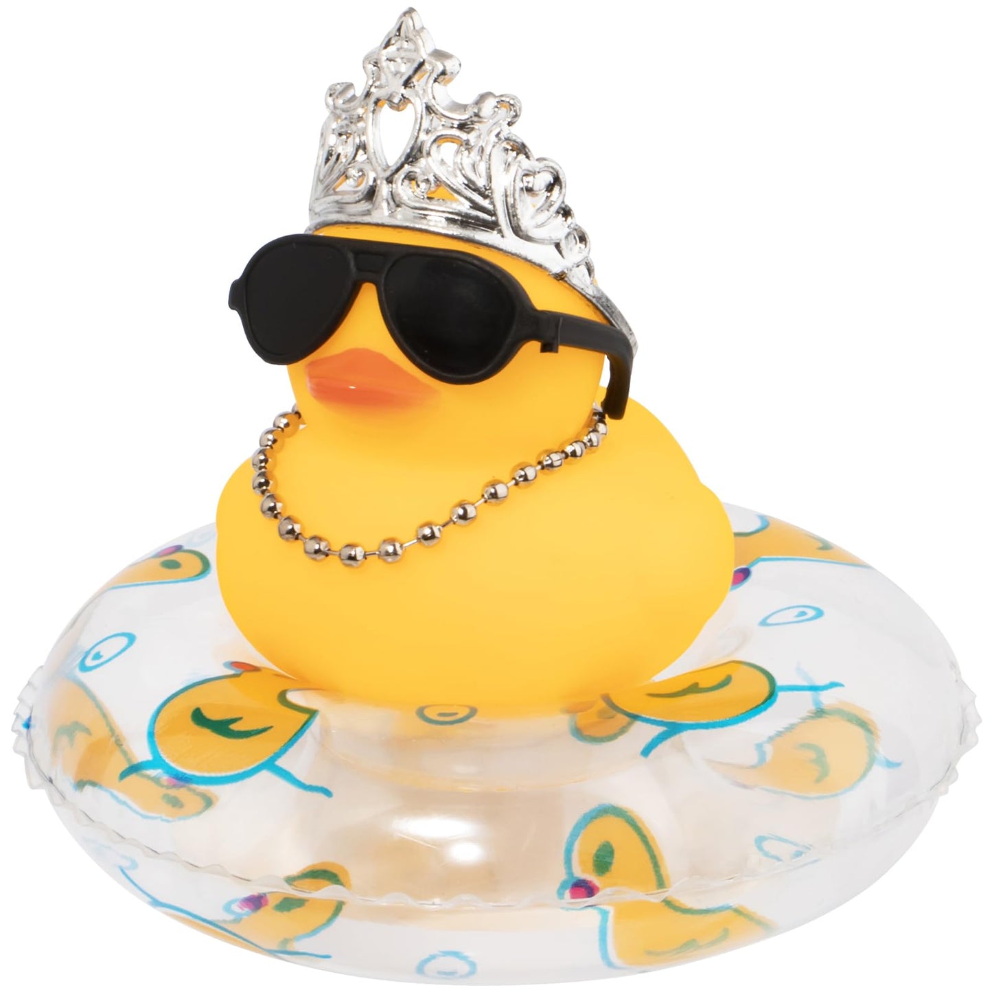 Car Duck Rubber Duck Car Ornaments Car Dashboard Decorations with Mini Crown and Necklace, C-Male Crown