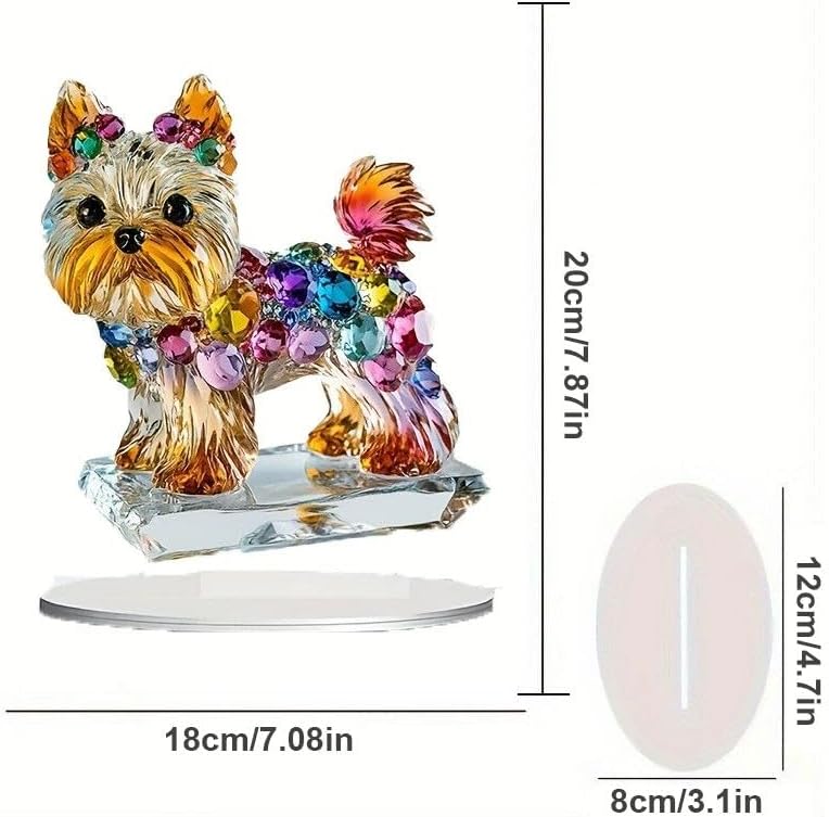 Cute Crystal 2D Puppy Sculpture Charming Acrylic Decorative Ornament