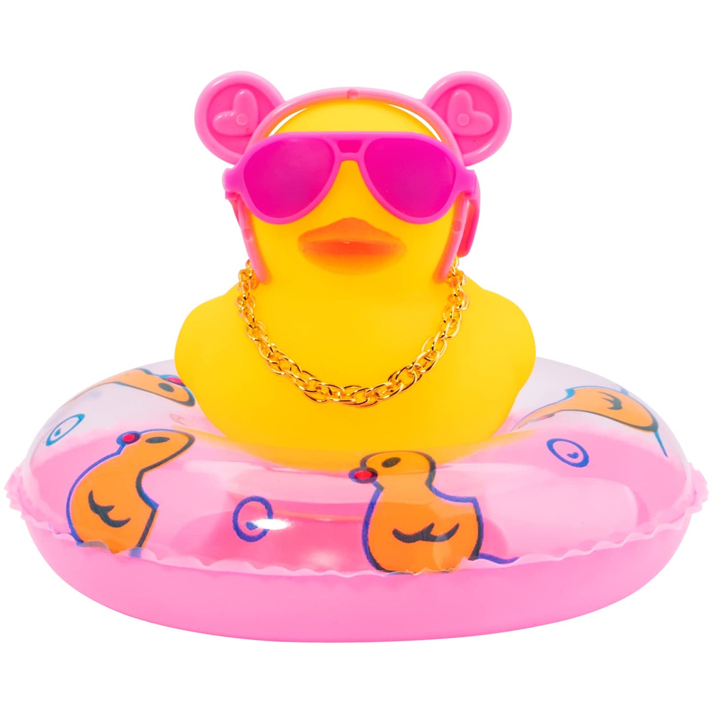 Car Duck Rubber Duck Car Ornaments Car Dashboard Decorations with Mini Crown and Necklace, C-Male Crown