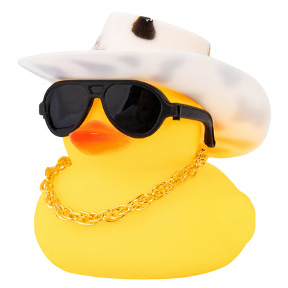 Rubber Duck Car Ornaments Yellow Duck Car Dashboard Decorations with Propeller Helmet for Christmas Decor and Home Decorations for Adults (U-Black)