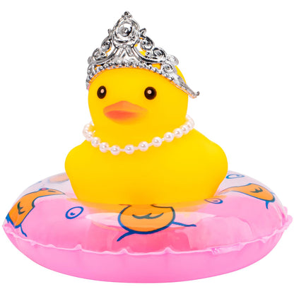 Car Duck Rubber Duck Car Ornaments Car Dashboard Decorations with Mini Crown and Necklace, C-Male Crown
