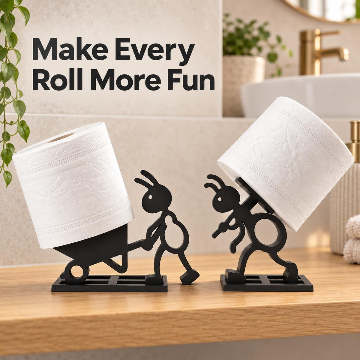 Funny Ant Toilet Paper Holder – Unique Ant Design Bathroom Decor, Toilet Paper Roll Stand for Bathroom, Rustic, Modern or Farmhouse Style, Fun Gift for Home, Friends & Family