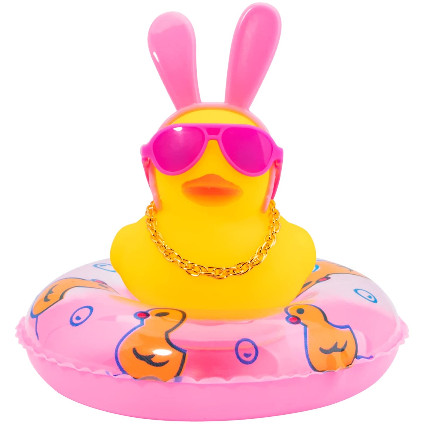 Car Duck Rubber Duck Car Ornaments Car Dashboard Decorations with Mini Crown and Necklace, C-Male Crown