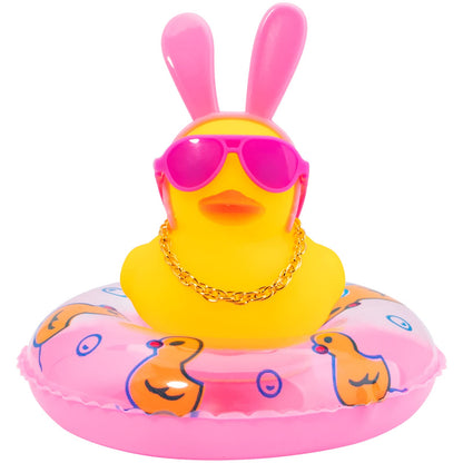 Car Duck Rubber Duck Car Ornaments Car Dashboard Decorations with Mini Crown and Necklace, C-Male Crown
