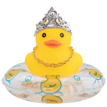 Car Duck Rubber Duck Car Ornaments Car Dashboard Decorations with Mini Crown and Necklace, C-Male Crown