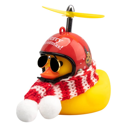 Rubber Duck Car Ornaments Yellow Duck Car Dashboard Decorations with Propeller Helmet for Christmas Decor and Home Decorations for Adults (U-Black)