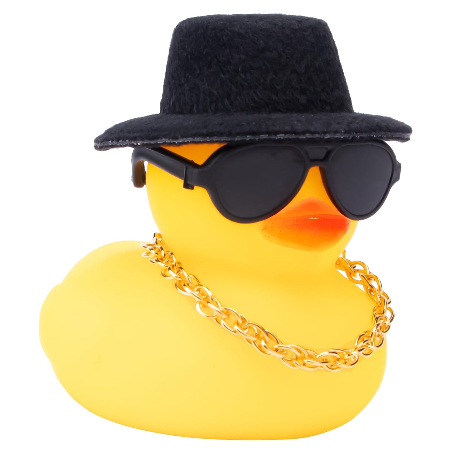 Car Rubber Duck, Yellow Duck Decoration Dashboard with Sun Hat Necklace Sunglasses for Car Dashboard Decorations, C-Duck-Black Cowboy Hat-Scarf