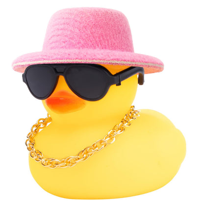 Rubber Duck Car Ornaments Yellow Duck Car Dashboard Decorations with Propeller Helmet for Christmas Decor and Home Decorations for Adults (U-Black)