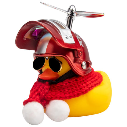 Rubber Duck Car Ornaments Yellow Duck Car Dashboard Decorations with Propeller Helmet for Christmas Decor and Home Decorations for Adults (U-Black)