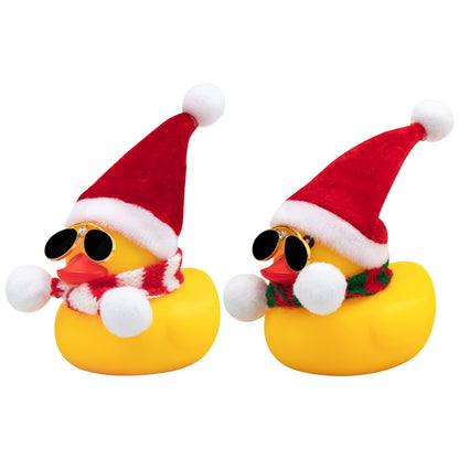 Rubber Duck Car Ornaments Yellow Duck Car Dashboard Decorations with Propeller Helmet for Christmas Decor and Home Decorations for Adults (U-Black)