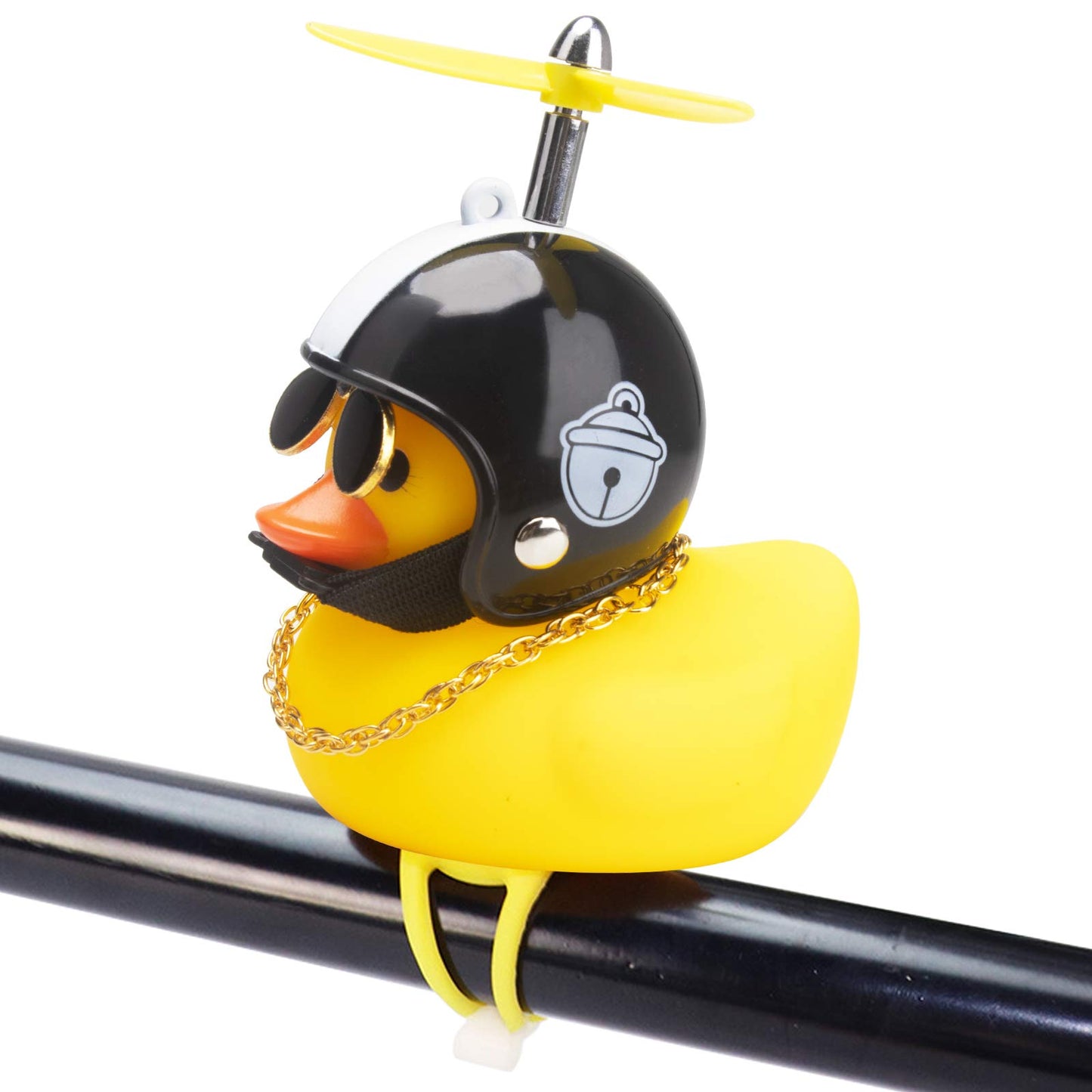 Rubber Duck Toy Car Ornaments Yellow Duck Car Dashboard Decorations Squeeze Duck Bicycle Horns with Propeller Helmet