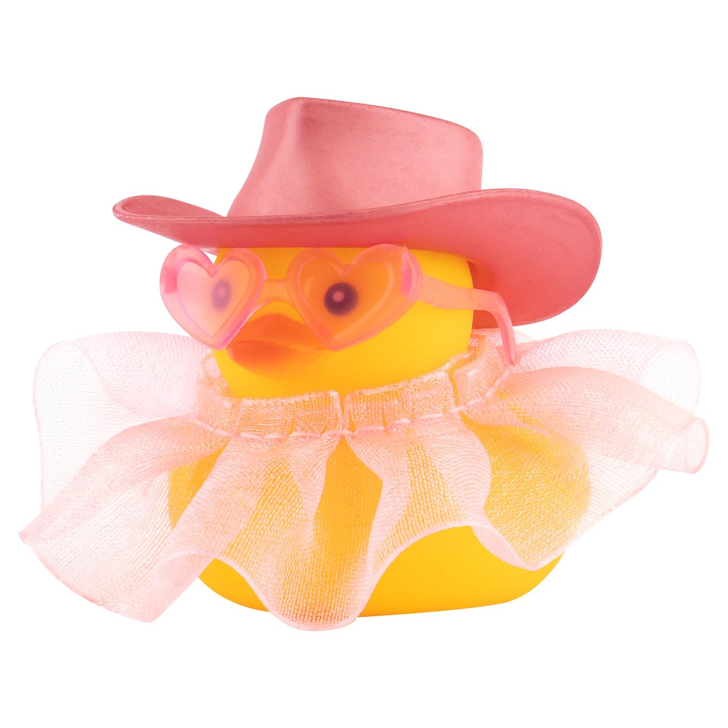Rubber Duck Car Ornaments Duck Car Dashboard Decorations for Cute Car Accessories with Dress Heart Shape Sunglasses, Pink&Golden-Pink Gilt Skirt