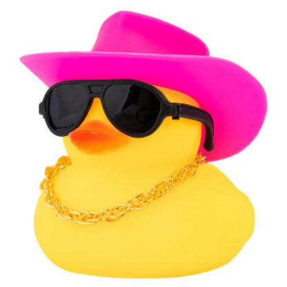 Rubber Duck Car Ornaments Yellow Duck Car Dashboard Decorations with Propeller Helmet for Christmas Decor and Home Decorations for Adults (U-Black)