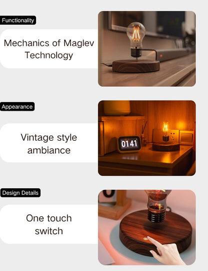 Levitating Bulb Lamp, Magnetic Floating Night Light for Desk Decor