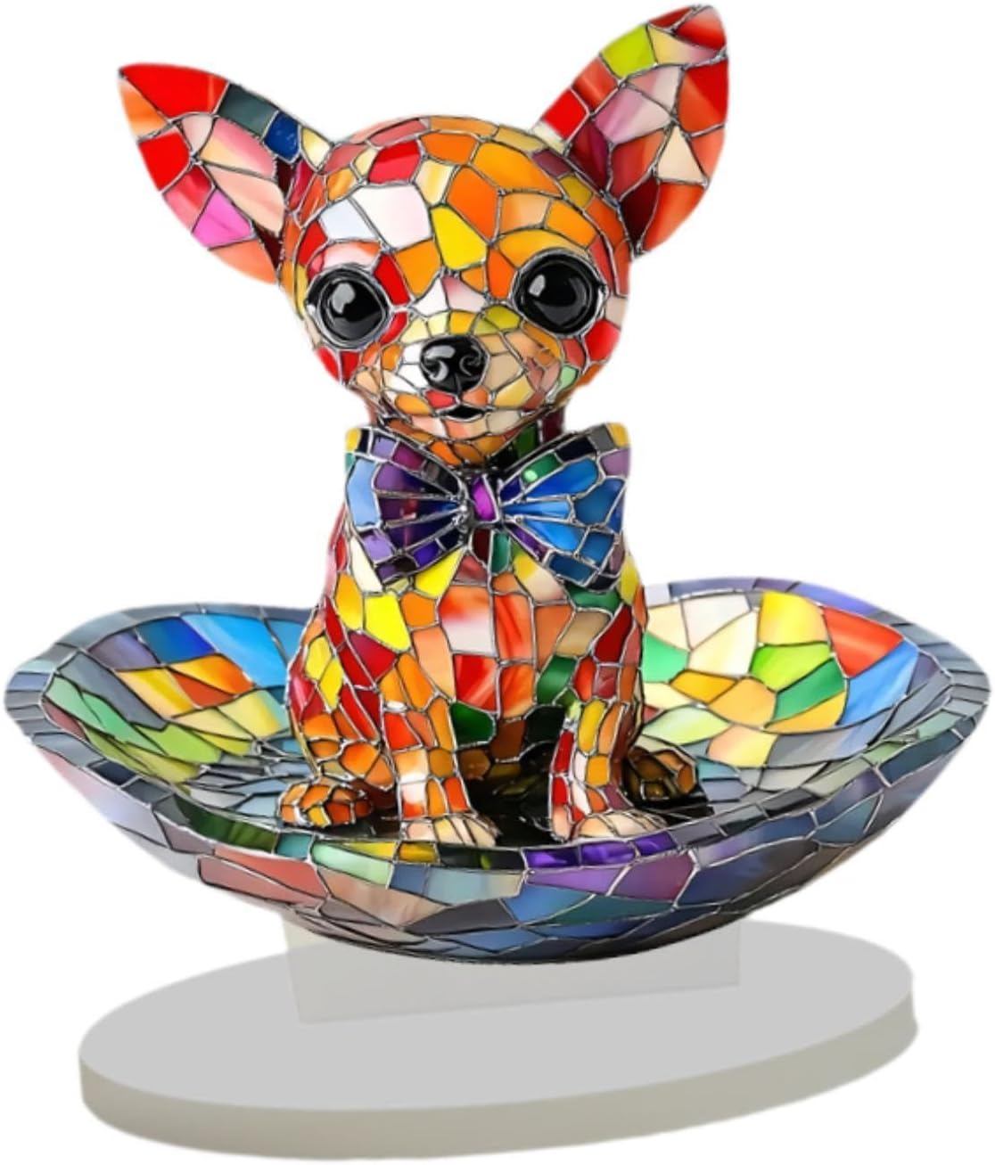 Cute Crystal 2D Puppy Sculpture Charming Acrylic Decorative Ornament