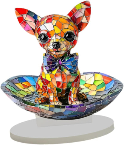 Cute Crystal 2D Puppy Sculpture Charming Acrylic Decorative Ornament