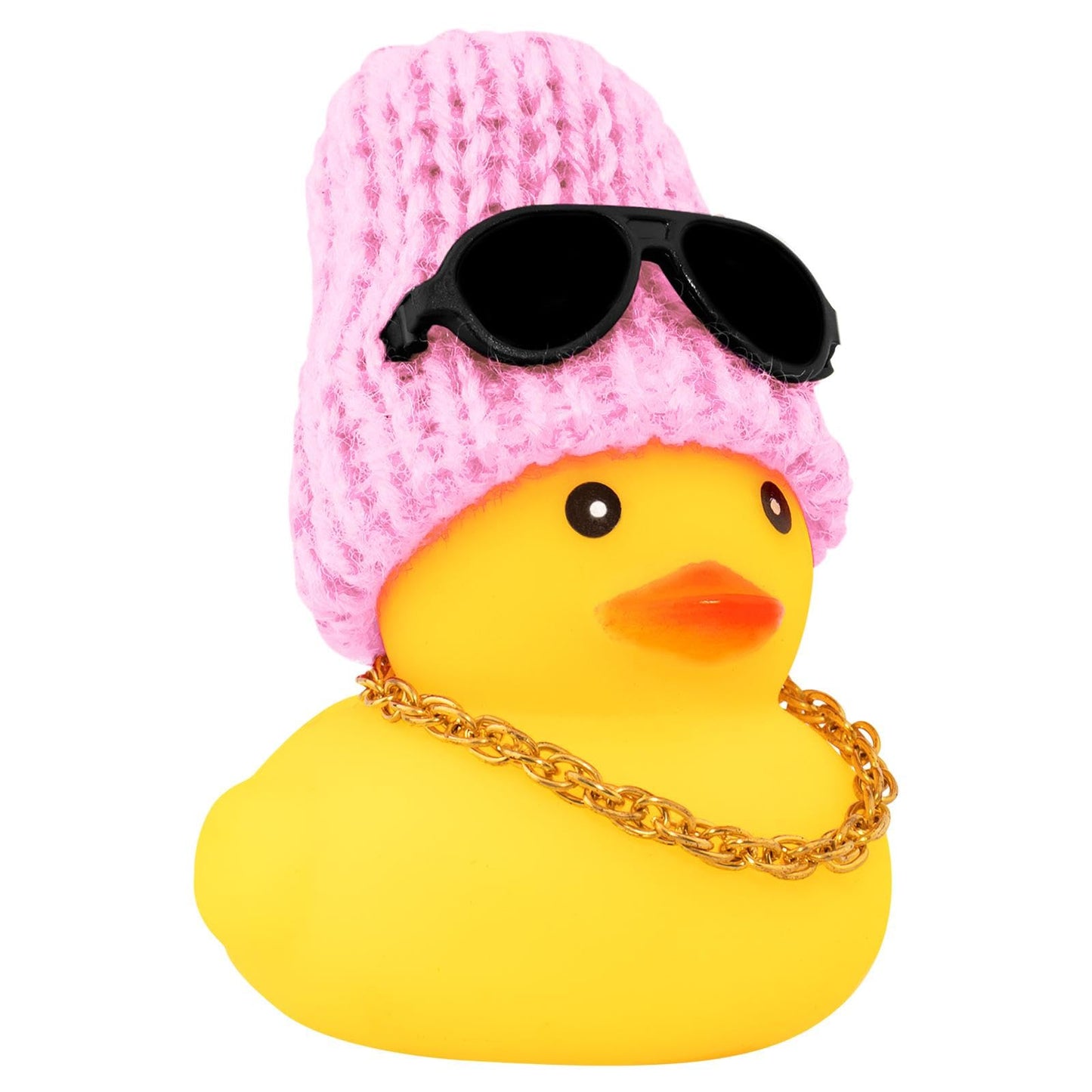Car Rubber Duck, Yellow Duck Decoration Dashboard with Sun Hat Necklace Sunglasses for Car Dashboard Decorations, C-Duck-Black Cowboy Hat-Scarf