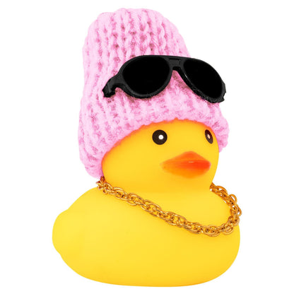 Car Rubber Duck, Yellow Duck Decoration Dashboard with Sun Hat Necklace Sunglasses for Car Dashboard Decorations, C-Duck-Black Cowboy Hat-Scarf