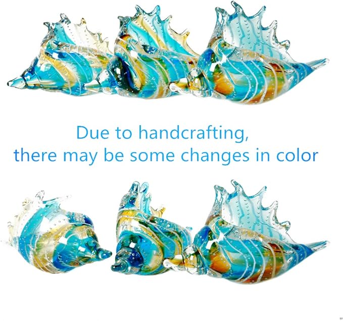 Glass Seashell - Hand Blown Glass Conch Figurines Ornament