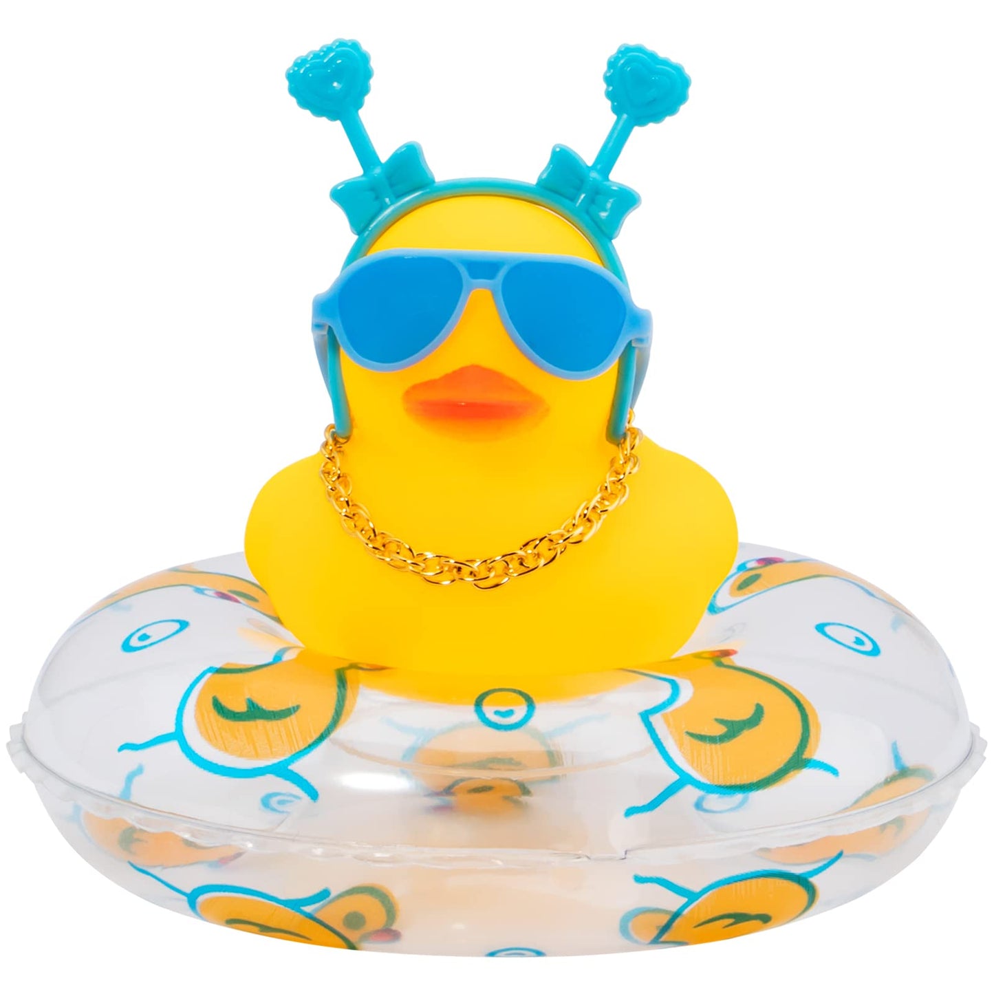 Car Duck Rubber Duck Car Ornaments Car Dashboard Decorations with Mini Crown and Necklace, C-Male Crown