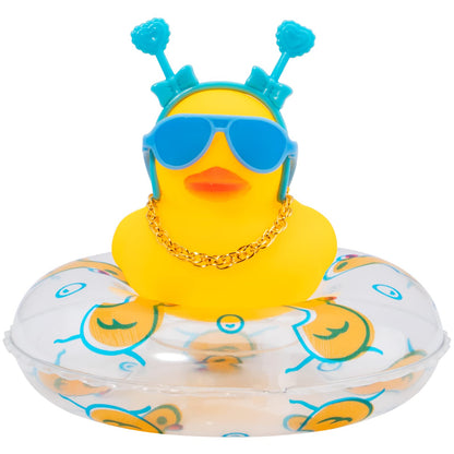 Car Duck Rubber Duck Car Ornaments Car Dashboard Decorations with Mini Crown and Necklace, C-Male Crown