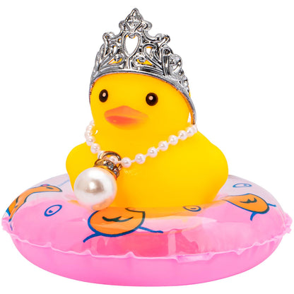 Car Duck Rubber Duck Car Ornaments Car Dashboard Decorations with Mini Crown and Necklace, C-Male Crown