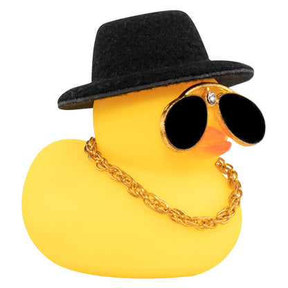 Car Rubber Duck, Yellow Duck Decoration Dashboard with Sun Hat Necklace Sunglasses for Car Dashboard Decorations, C-Duck-Black Cowboy Hat-Scarf