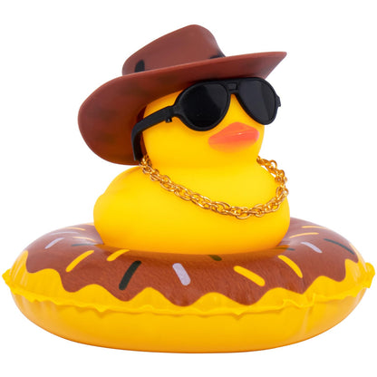 Car Rubber Duck, Yellow Duck Decoration Dashboard with Sun Hat Swim Ring Necklace Sunglasses for Car Dashboard Decorations