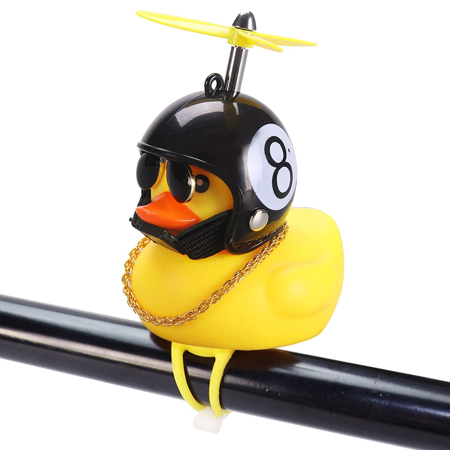 Rubber Duck Toy Car Ornaments Yellow Duck Car Dashboard Decorations Squeeze Duck Bicycle Horns with Propeller Helmet