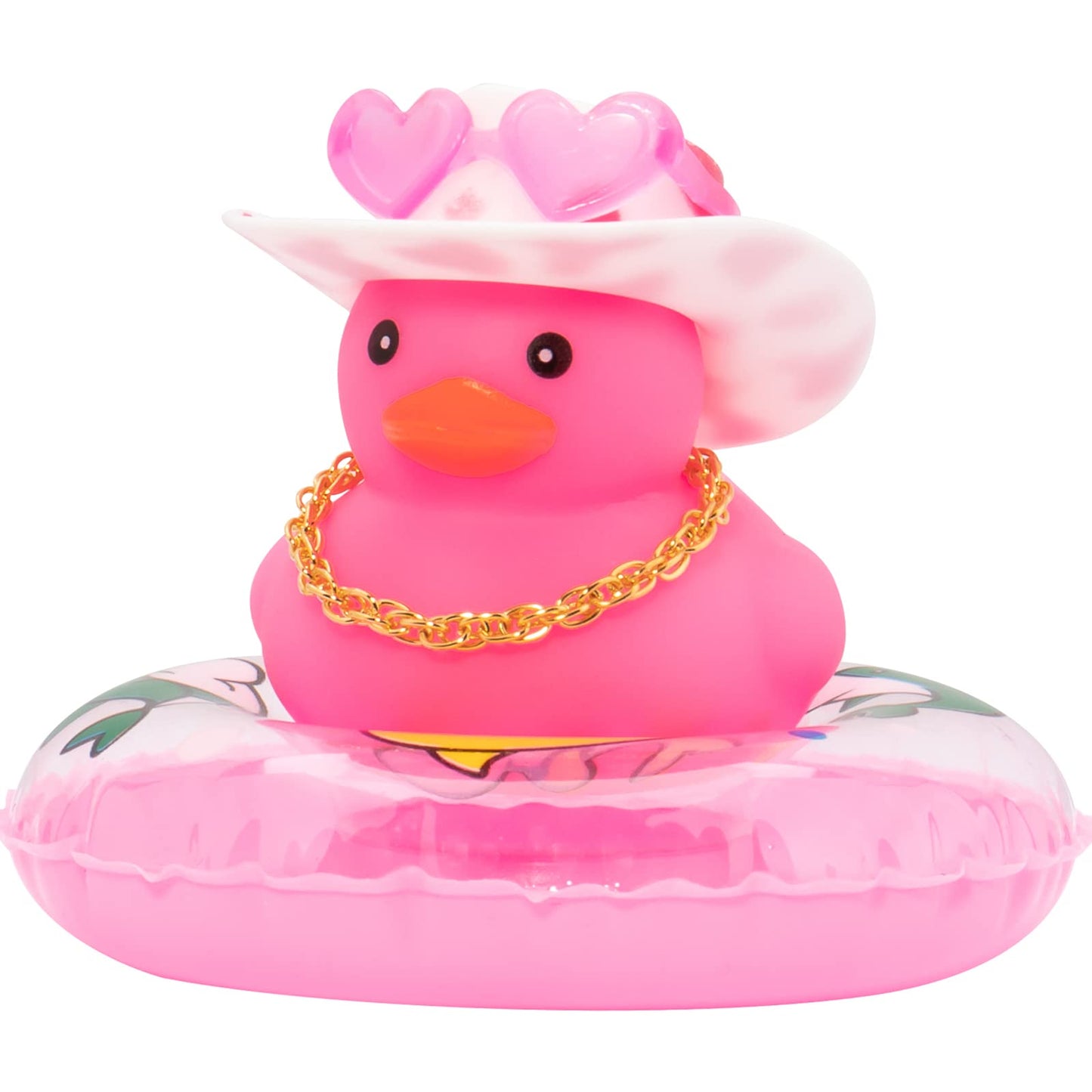 Pink Rubber Duck, Heart-Shaped Sunglasses Rubber Ducks for Cars, Funny and Cool as Car Ornament Gifts, Pink Cowboy Hat