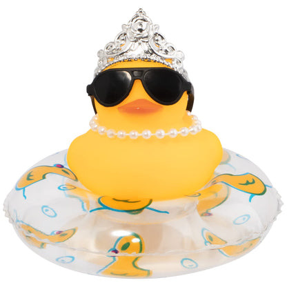 Car Duck Rubber Duck Car Ornaments Car Dashboard Decorations with Mini Crown and Necklace, C-Male Crown