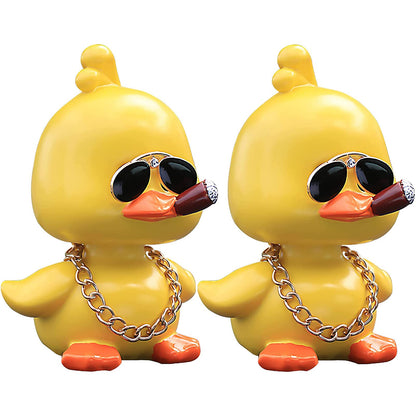 Cute Yellow Duck Car Ornaments Cool Duck Car Dashboard Decorations Shaking Head Doll