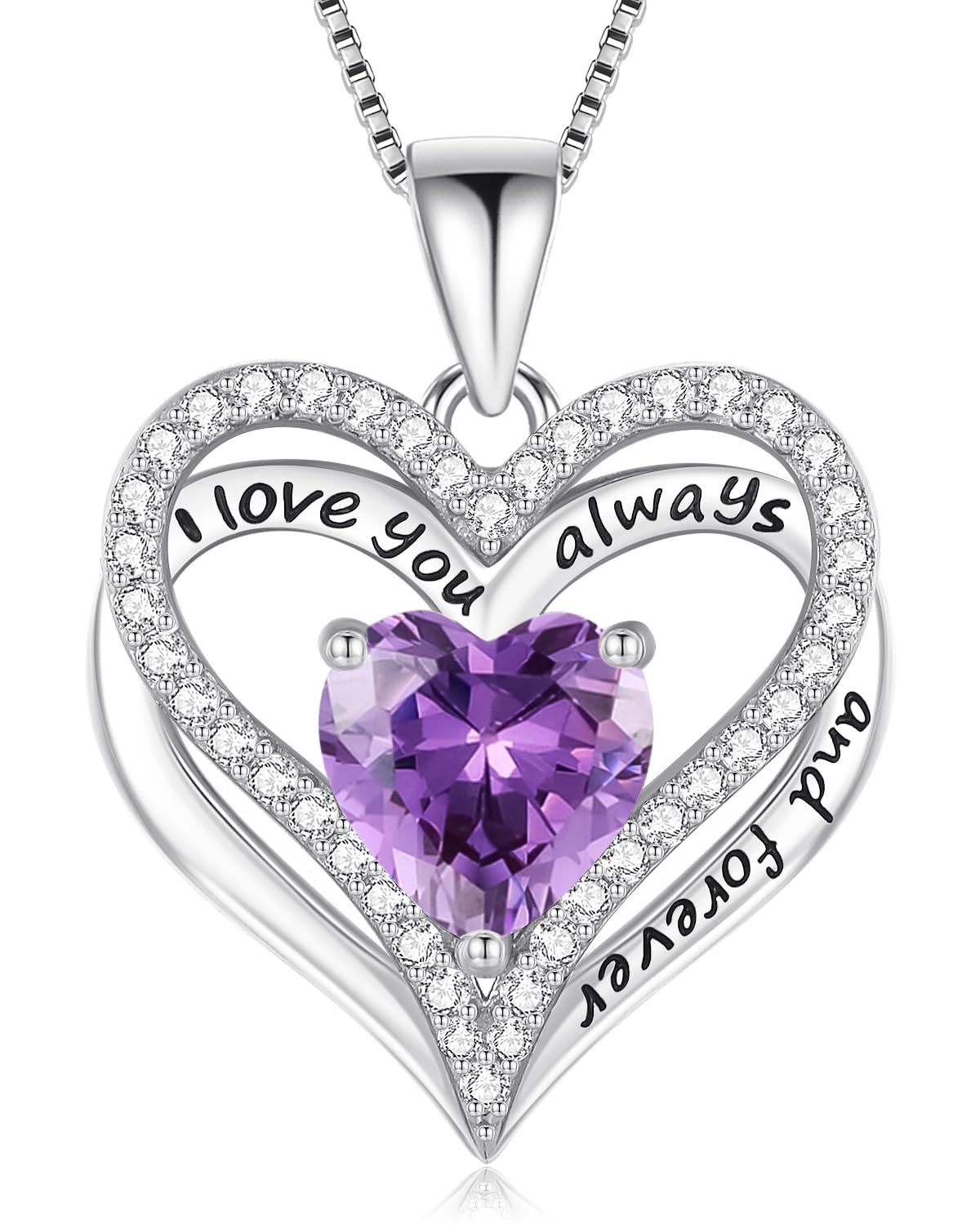 925 Silver Heart Love Necklace Women, Wife Anniversary Jewelry Gift for Her