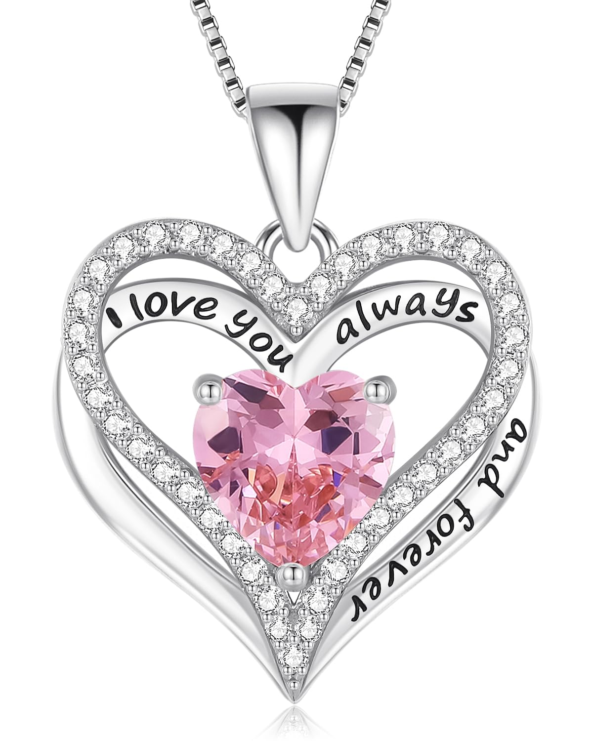 925 Silver Heart Love Necklace Women, Wife Anniversary Jewelry Gift for Her