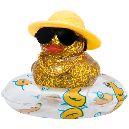 Pink Rubber Duck, Heart-Shaped Sunglasses Rubber Ducks for Cars, Funny and Cool as Car Ornament Gifts, Pink Cowboy Hat