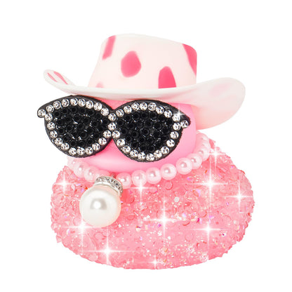Pink Diamond Rubber Duck Car Ornaments Dashboard Decorations for Cool car Accessories with Diamond