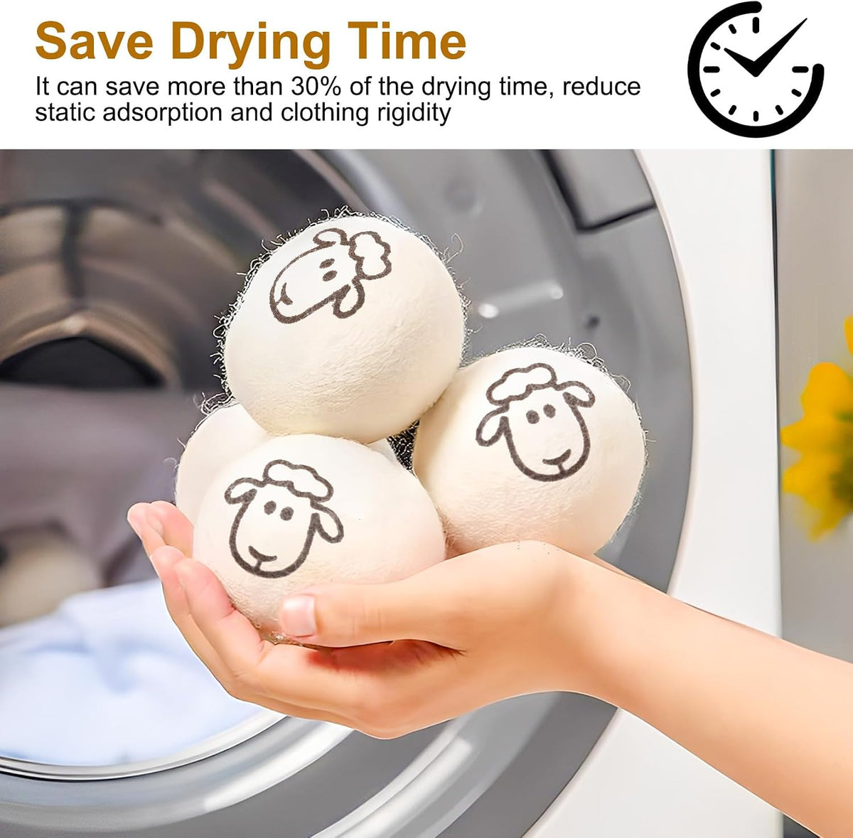 Wool Dryer Balls, Set of 6 with Storage Bag