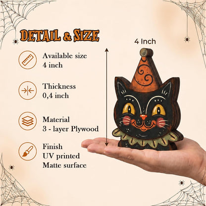 Wooden Halloween Decor Small Halloween Signs Indoor Decor Black Cat Pumpkin