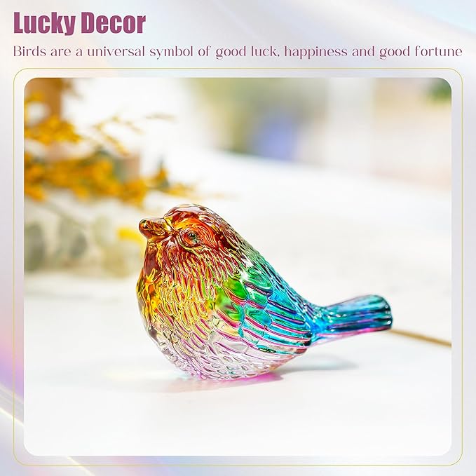 Blown Glass Bird Figurines - Crystal Collectible Decor for Home & Gifts