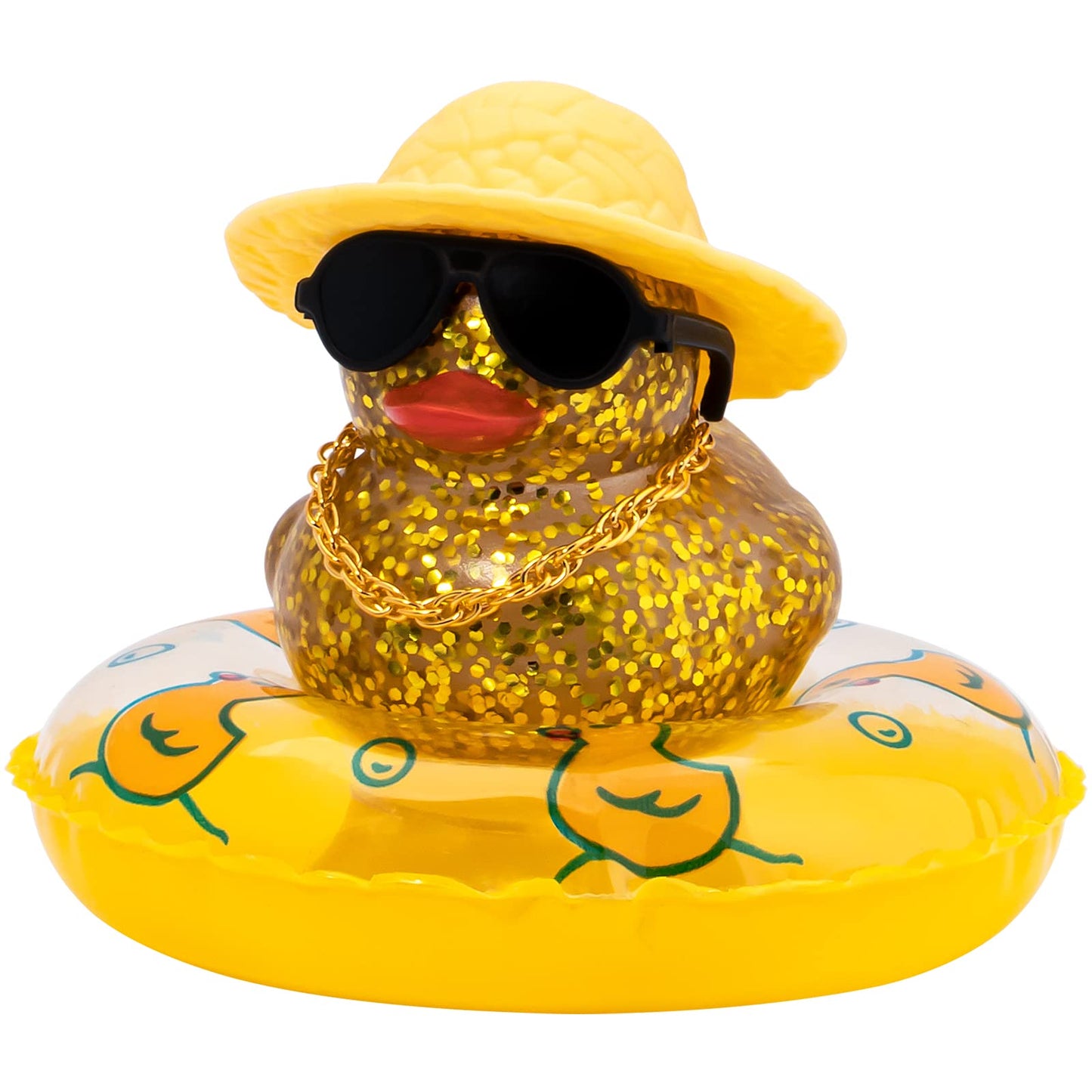 Pink Rubber Duck, Heart-Shaped Sunglasses Rubber Ducks for Cars, Funny and Cool as Car Ornament Gifts, Pink Cowboy Hat