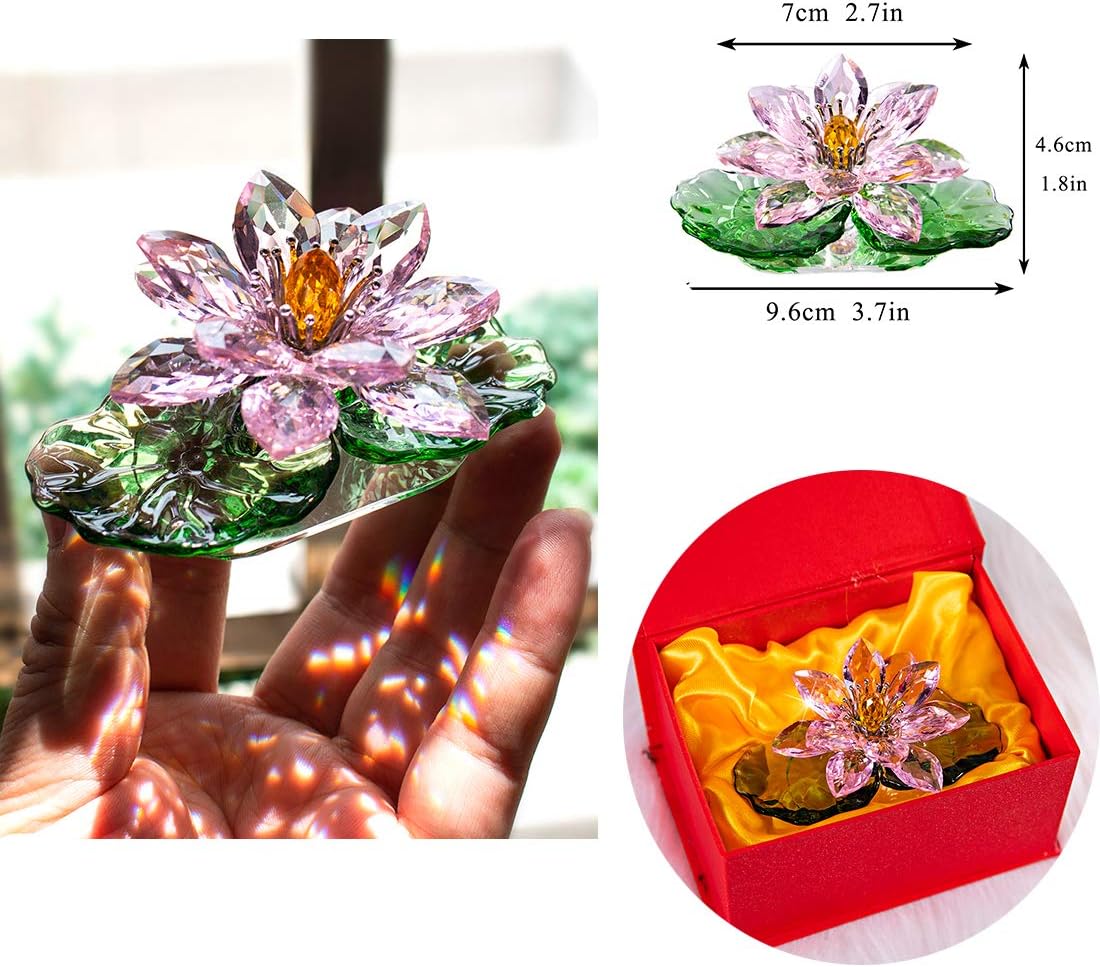 Pink Crystal Lotus Decor - Sparkle Feng Shui Ornament
