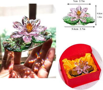 Pink Crystal Lotus Decor - Sparkle Feng Shui Ornament