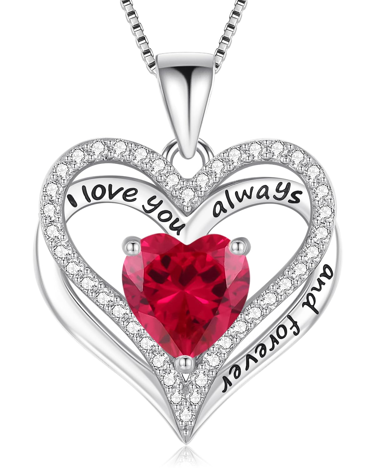 925 Silver Heart Love Necklace Women, Wife Anniversary Jewelry Gift for Her