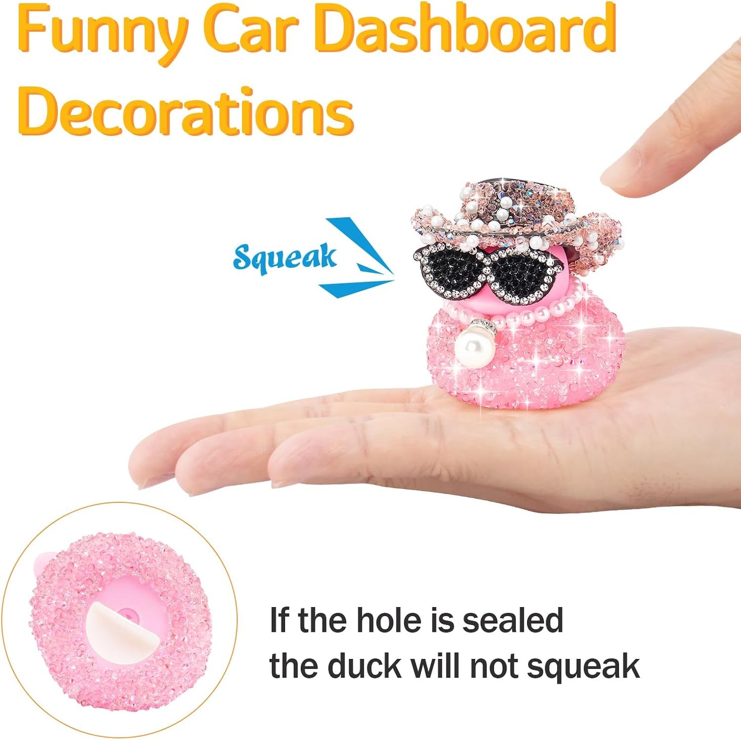 Pink Diamond Rubber Duck Car Ornaments Dashboard Decorations for Cool car Accessories with Diamond