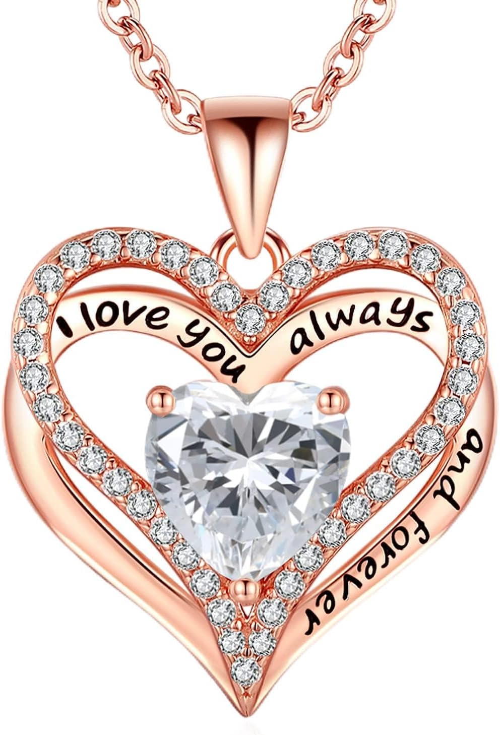 925 Silver Heart Love Necklace Women, Wife Anniversary Jewelry Gift for Her